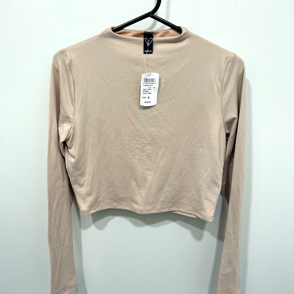 Windsor Long Sleeve Crop Top - Beige